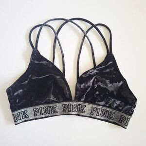 Velvet black Victoria's Secret PINK bra size large goth whimsygoth